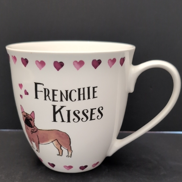 2018 Milly Green Frenchie Kisses And Pink Hearts Chunky Coffee Mug. - Picture 1 of 9